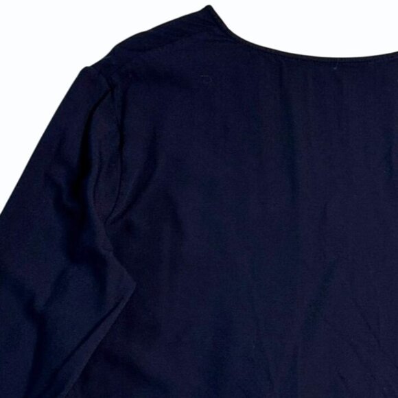 Jenni Kayne Womens V Neck Tie Front Blouse Size XS Navy Capsule Wardrobe Minimal - Picture 5 of 8